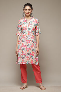 Peach LIVA Straight Kurta image number 1